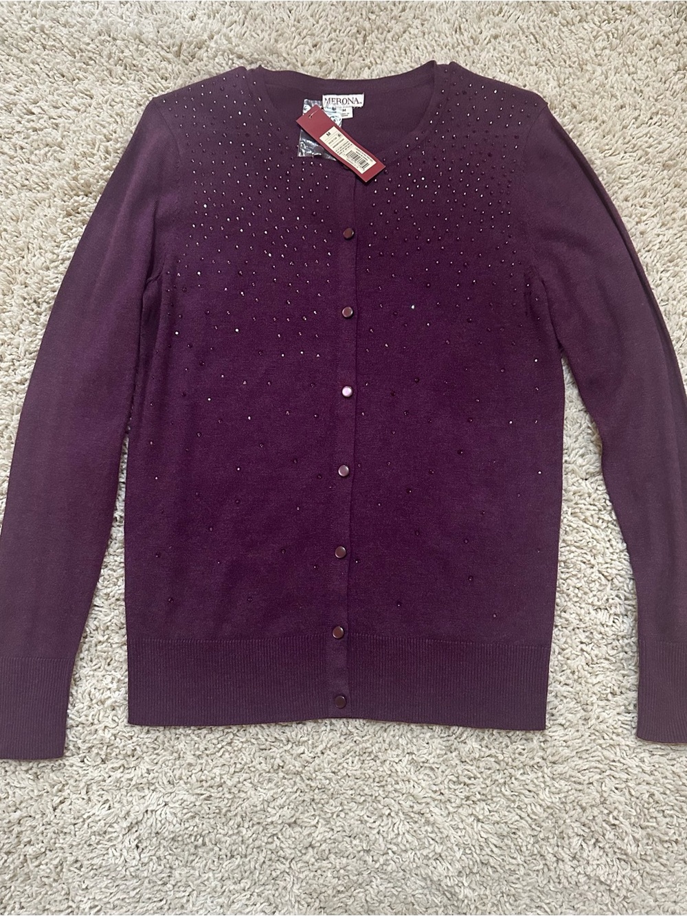 Merona Plum Embellished Button-Front Cardigan